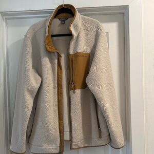 Eddie Bauer Men's Cream and Tan Fleece Jacket - XL